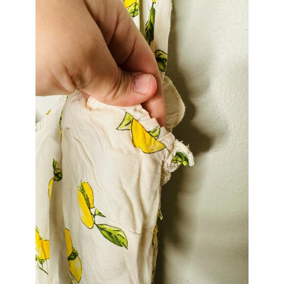 SLATE & WILLOW White Lemon Print Sweetheart Neckline Tie Shoulders Dress Small - Picture 8 of 10